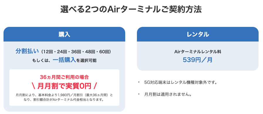 ソフトバンクエアー機種代金