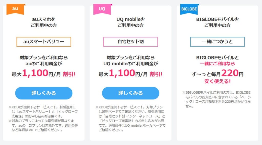 ビッグローブ光 スマホセット割